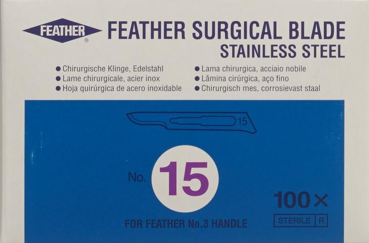 Actual product image Feather Scalpel blades sterile number 15, 100 pieces