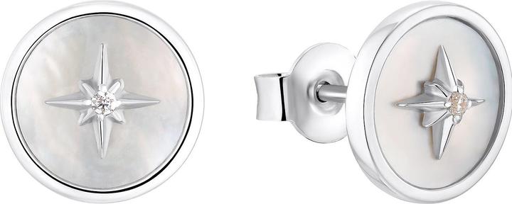 Actual product image S.Oliver Ear jewellery for ladies, 925 sterling silver, cubic zirconia synth., mother-of-pearl | star (925 silver)