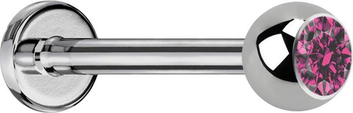 Image du produit Star Piercing Micro Labret argenté avec boule et cristal rose (Titane G23, sans laiton)