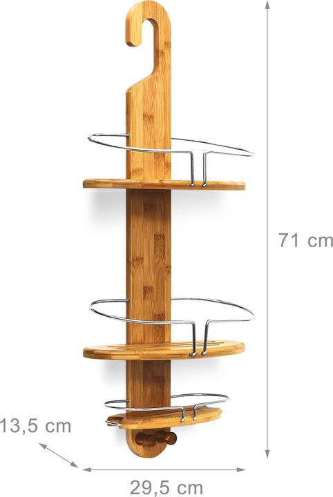 Actual product image Relaxdays Bamboo Shower Shelf (29.5 x 13.5 x 71 cm)