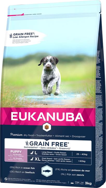 Actual product image Eukanuba Grainfree Puppy L/XL Salmon (Puppy + kitten, 1 pcs., 3000 g)