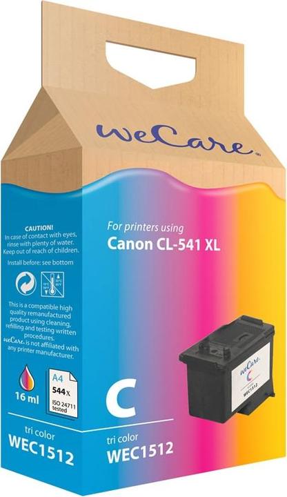 Produktbild Wecare Tinte XL rebuilt color CL-541XLC zu Canon PIXMA MG2150 16ml (M, BK, C, Y)