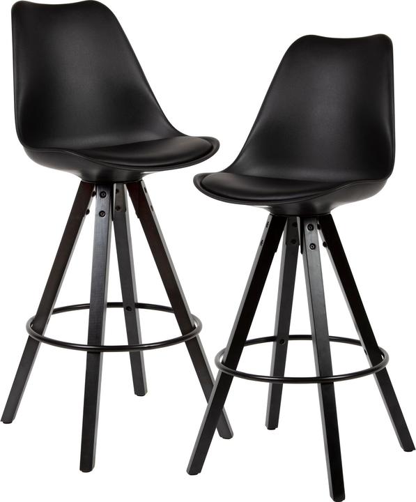 Actual product image FineBuy Bar Stool Set Of 2 Faux Leather Black