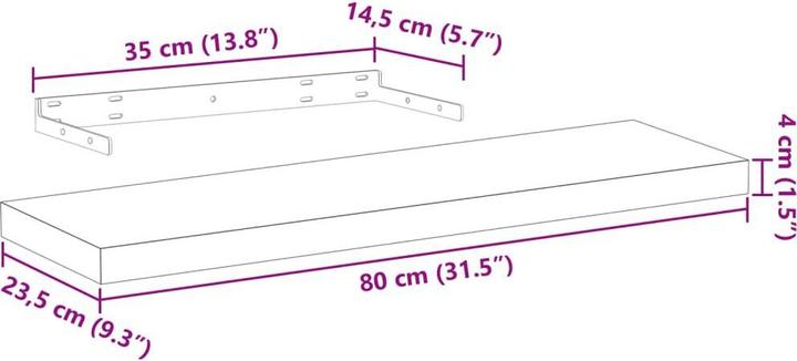 Image du produit VidaXL Étagères flottantes 2 pcs. (80 x 23,5 x 4 cm)
