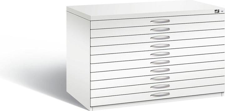 Produktbild C+P Zeichnungsschrank, DIN A1, 10 Schubladen, Höhe 760 mm, verkehrsweiss