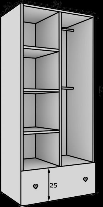 Produktbild ADRK Furniture Schrank Emily mit Drehtüren und einem griff in Herzform (rosa) (80 cm)