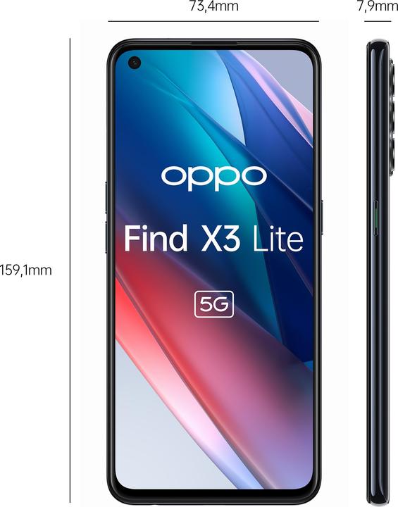 OPPO Find X3 Lite (128 GB, Starry Black, 6.43", Dual SIM, 64 Mpx, 5G)