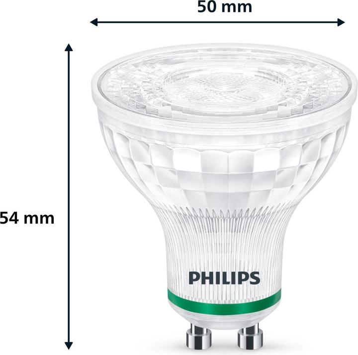 Productafbeelding Philips Klassieke ultra-efficiënte LED lamp met energie-efficiëntieklasse A, vervangt 50W, GU10 lampvoet, wa (GU10, 2.10 W, 375 lm, 1 x, A)