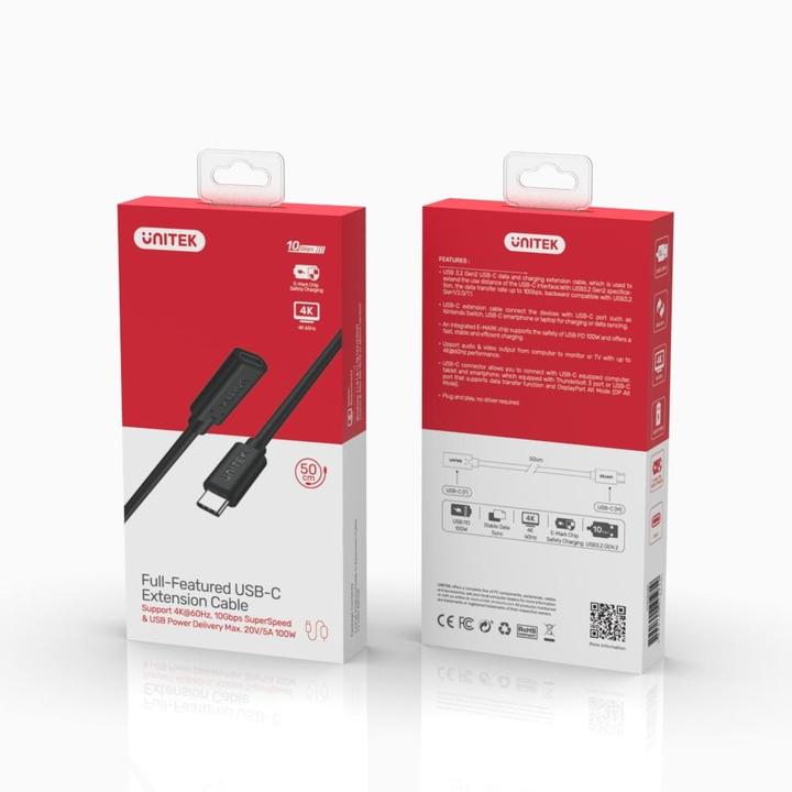 Produktbild Unitek C14086BK USB Kabel USB 3.2 Gen 2 (3.1 Gen 2) USB C (0.50 m, USB 3.2 Gen 2)