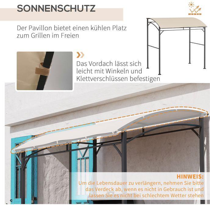 Produktbild Swisshandel24 Grillpavillon, Regenschutz, UV-beständig, mit Haken, Stahl, Polyester, Beige, 215 x 150 x 220 cm (215 cm, 150 cm)