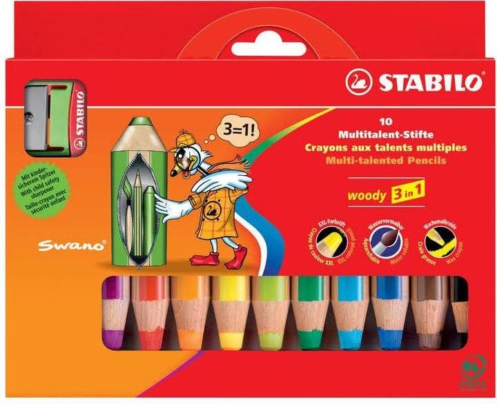 Actual product image STABILO woody 3 in 1 coloured pencil with sharpener (Multicoloured, 10 x)