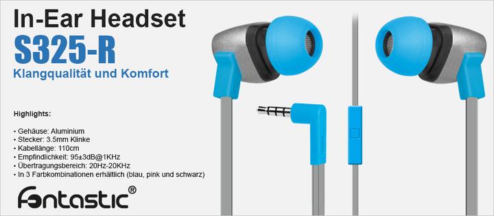 Actual product image fontastic In-ear stereo headset S325-R blue, 3.5mm ALU housing (Wireless)