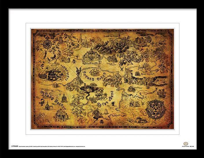 Actual product image The Legend of Zelda Hyrule Map Framed Art Print (30 x 40 cm)
