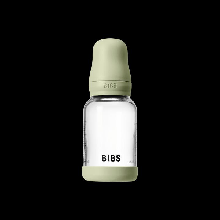 Bibs - Glass Baby Bottle Round Latex Slow Flow - Sage - 120 ml (120 ml)