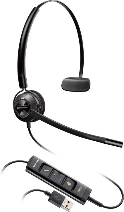 Poly HP EncorePro 545 USB-A Konvertierer-Headset, Kabelgebunden, Anrufe/Musik, 55 g, Kopfhörer, Schw (Kabelgebunden, USB-A)
