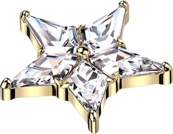 Produktbild Star Piercing Dermal Anchor Stern vergoldet Kristalle silber (ohne Messing, Titan G23)