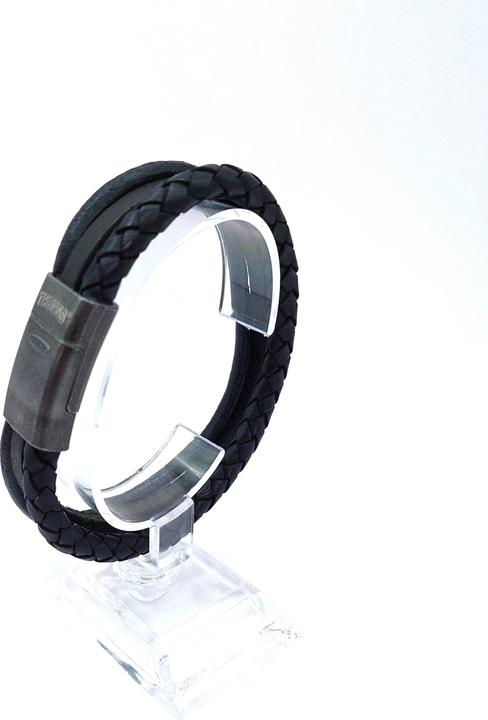 Produktbild Thomss Lederarmband No.18 Unisex Leder Schwarz & Edelstahlverschluss Matt Umfang 22.5cm (22.50 cm, Edelstahl, 100% Leder)