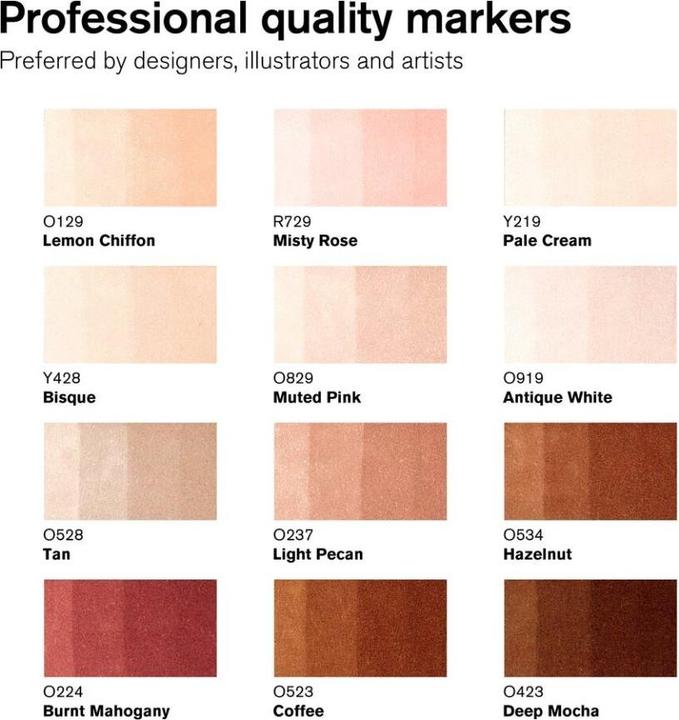 Actual product image Winsor & Newton Promarker skintones set 12+1pcs (Black, 13 x)