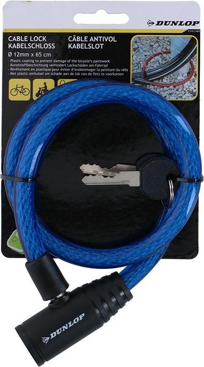 Produktbild Dunlop - Spiral-Fahrradschloss mit Schlüssel 65 cm (blau)