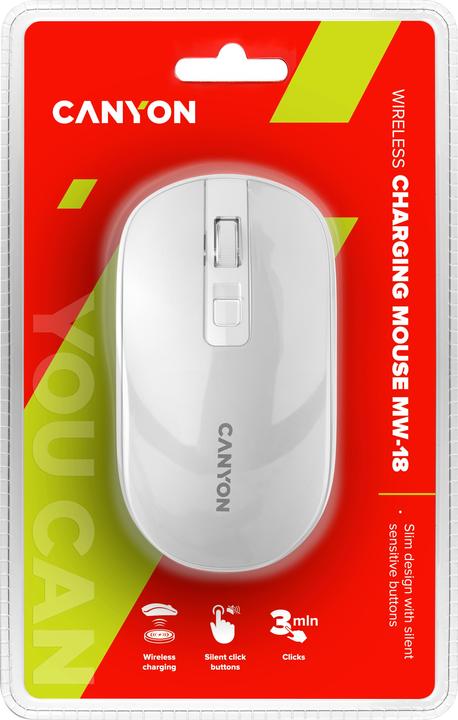 Image du produit Canyon Souris MW-18 Wireless rechargeable silent Pixart pearl (Sans fil)