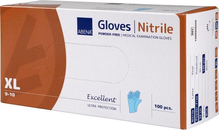 Actual product image Abena Examination gloves, Accelerator-free, Excellent, XL, blue, nitrile, powder free (XL)