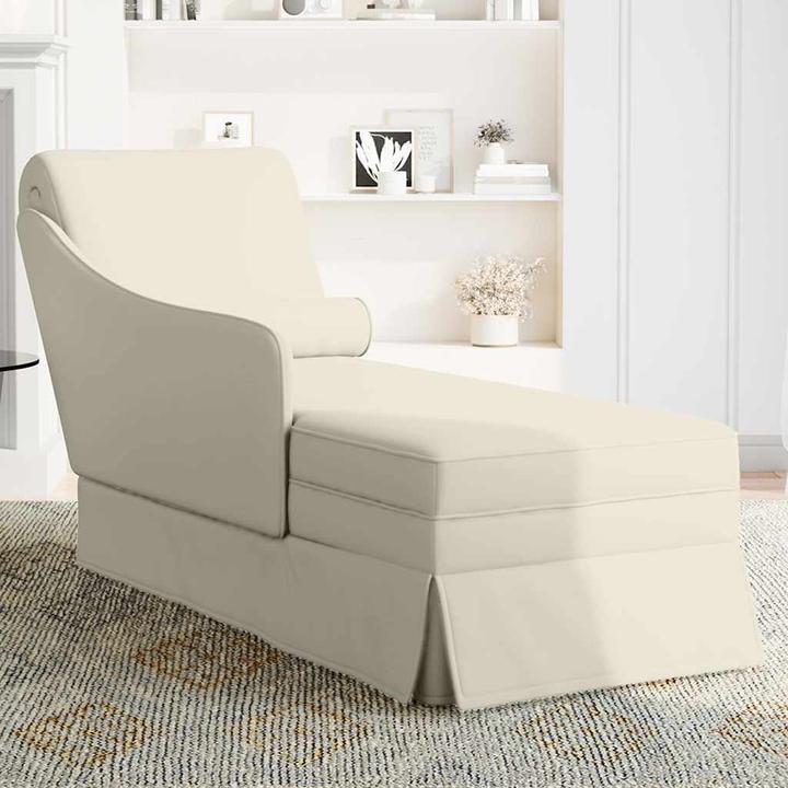 Immagine prodotto VidaXL Chaise longue con bolster e bracciolo destro in velluto crema