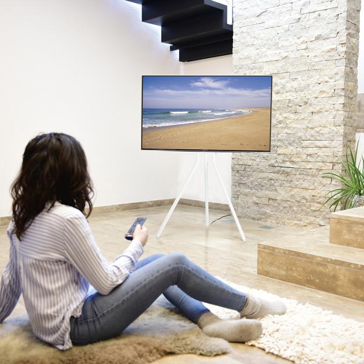 Image du produit Hama Easel Design - Support pour téléviseur - métal - blanc - Taille d'écran : 94-191 cm (75.20", 40 kg)