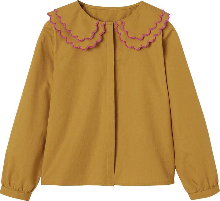 Vertbaudet Mädchen Bluse mit besticktem Oversized-Kragen