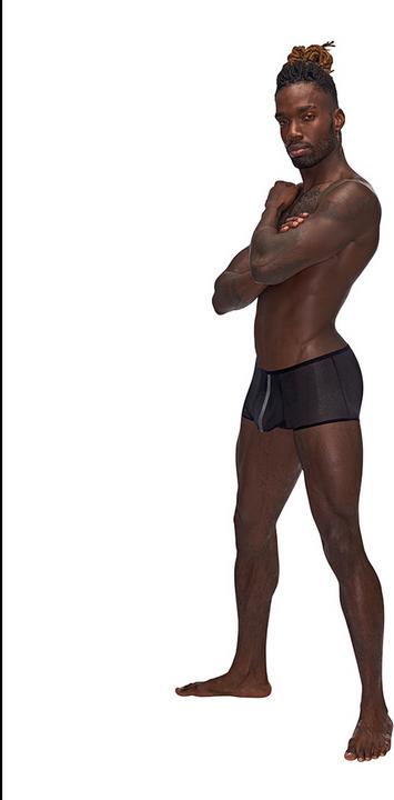 Actual product image Male Power Landing Strip Mini Short - Black - L (L)