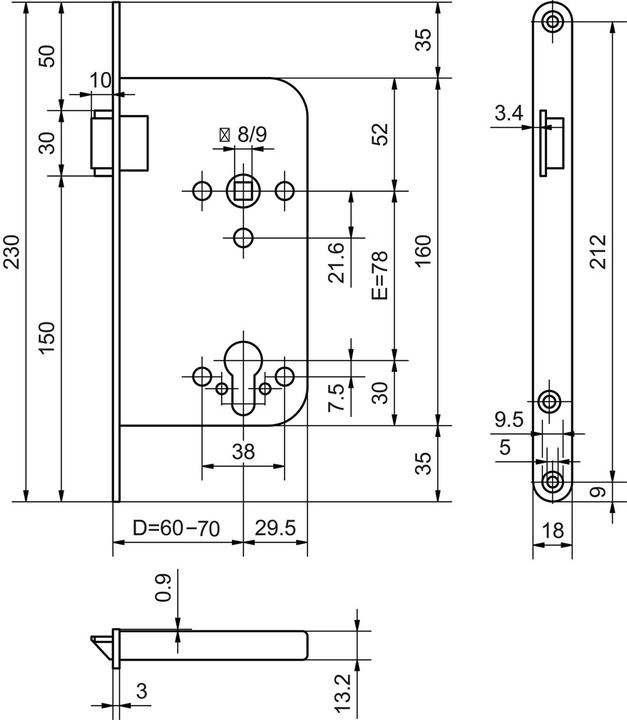 Produktbild Glutz Einsteckschlösser 24010 (Profilzylinder)