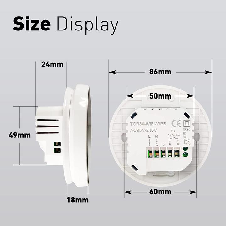 Immagine prodotto Beok controls Termostato per riscaldamento elettrico, 1pc WIFI