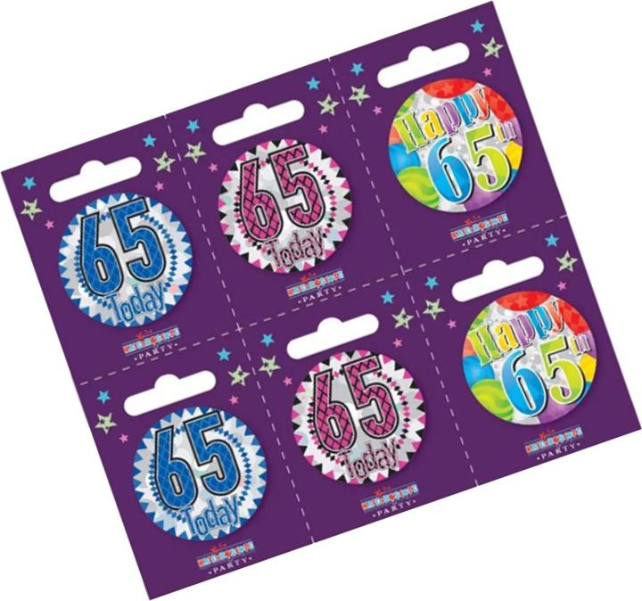 Actual product image Kaleidoscope Small 65th Birthday Badge Set