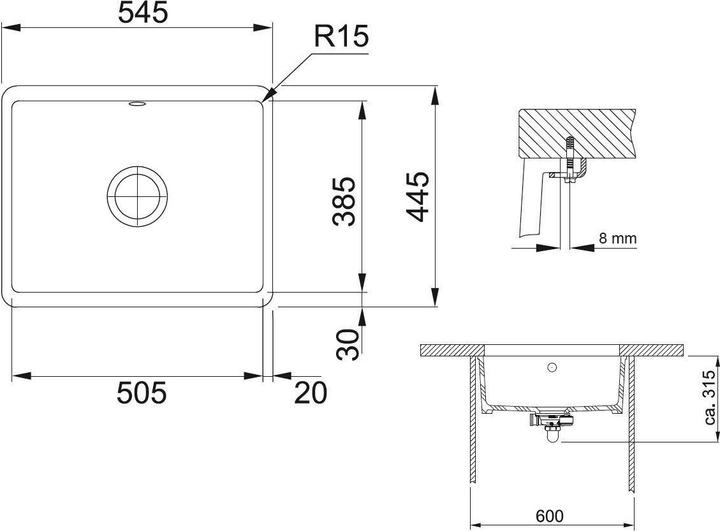 Actual product image Franke Basin KBK 110-50 3 1/2" OT MAV MRU OLB Magnoli 126.0335.880 (Top-mounted sink, 44.50 cm, 54.50 cm)