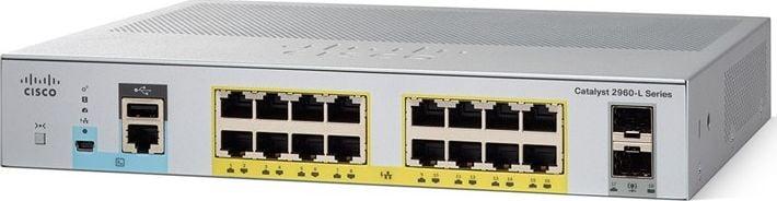 Actual product image Cisco 16 Port Rail PoE+ Switch C1000-16P-2G-L (16 Ports)