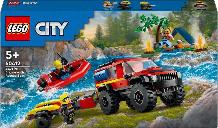 Produktbild LEGO Feuerwehrgeländewagen mit Rettungsboot (60412, LEGO City)