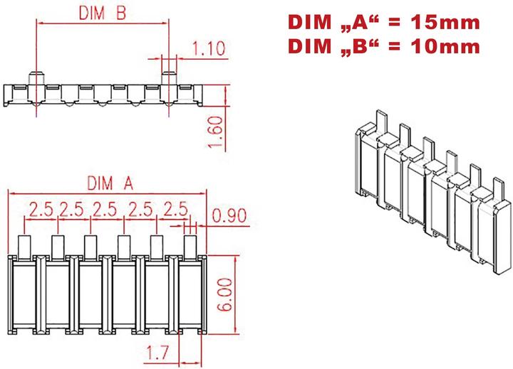 Immagine prodotto Planet-Hobby contatto a molla a 6 poli (piastra di contatto) 15x6mm 3pz.