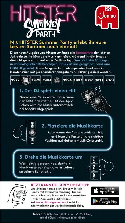 Nährwerte und Zutaten Jumbo Hitster - Summer Party (Deutsch)