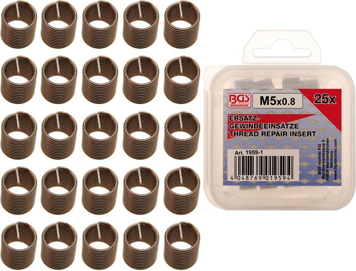 Immagine prodotto BGS Inserti filettati di ricambio M5 x 0,8 mm 25 pz.