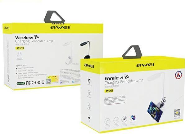 Actual product image Awei lampka LED z ład. indukcyjną W20 15W Fast Charging czarny/black