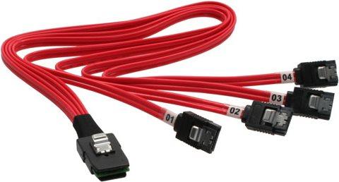 Produktbild InLine SAS-Kabel (OCR), 1x Mini-SAS zu 4x SATA