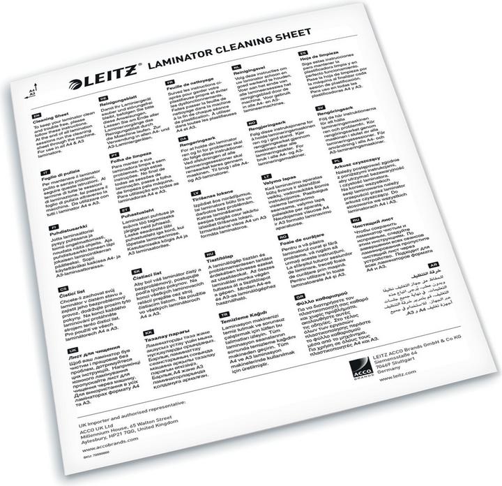 Productafbeelding Leitz Reinigingsblad voor lamineermachines (210 x 297 mm, 5 Stuk)