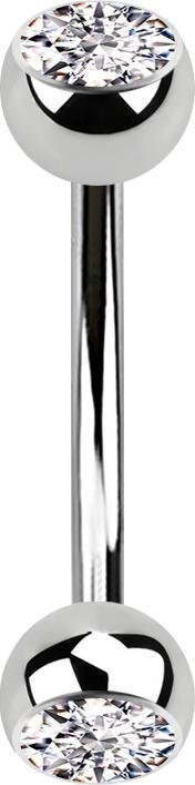 Actual product image Star Piercing Banana silver with two balls crystal silver (Surgical steel 316L, without brass)