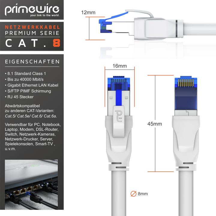 Actual product image Primewire Netzwerkkabel (S/FTP, CAT8.1, 15 m)