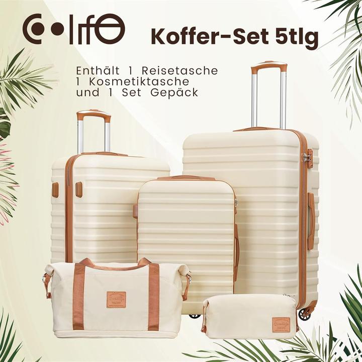 Produktbild Coolife 5-teiliges Reisekoffer Set (38 l, Handgepäck (bis 50l), M (50 - 90l), L (90 - 115l))