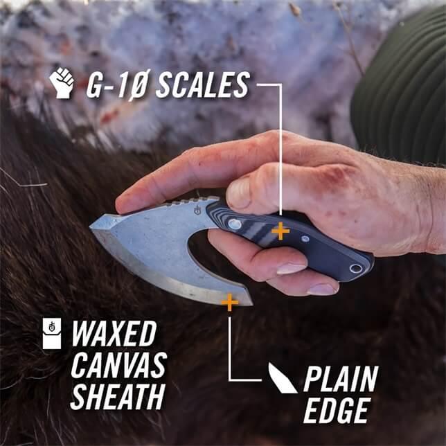 Actual product image Gerber Gear Gerber hunting knife DOWNWIND ULU, 7Cr steel, stainless, G10 handle scales, waxed canvas sheath (12.30 cm)