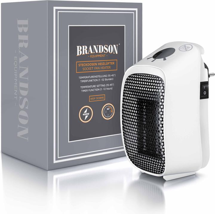 Image du produit Brandson Mini ventilateur chauffant à prise de courant, ventilateur chauffant en céramique 400W, chauffage (400 W)