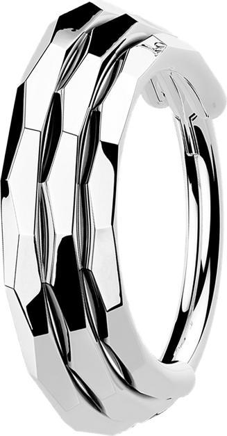 Star Piercing Micro Segmentring klappbar silber drei linien facettiert (ohne Messing, Titan G23)