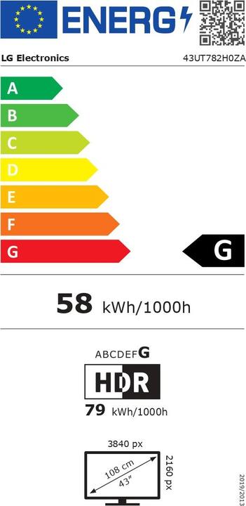 Label énergétique LG 43UT782H0ZA (43", LCD, 2020)