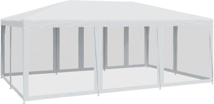 Immagine prodotto VidaXL Partyzelt Pavillon Festzelt mit 10 Mesh-Seitenteilen Weiss 6x4m HDPE (600 cm, 400 cm)