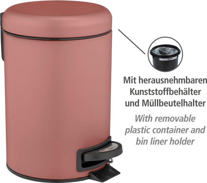 Image du produit Wenko Poubelle à pédale Leman, vieux rose (3 l)